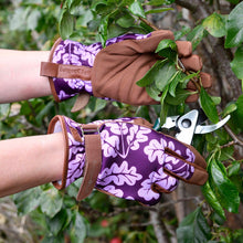 Women's Plum Oak Leaf Gardening Gloves by Burgon & Ball