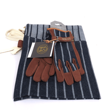 Garden Glove & Apron Gift Set for Her - Blue Ticking