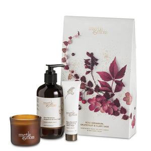 Myrtle & Moss - Rose Geranium, Grapefruit & Clary Sage Gift Trio