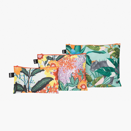 POMME CHAN Thai Floral & Wild Forest Recycled Zip Pockets - Set of 3