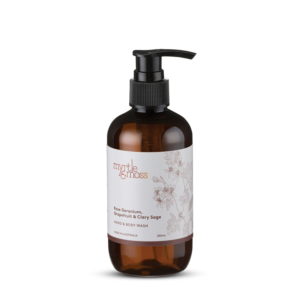 Myrtle & Moss Hand & Body Wash - Rose Geranium, Grapefruit & Clary Sage