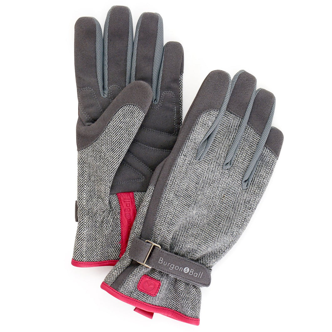 Burgon & Ball Gardening Gloves For Women, Grey Tweed